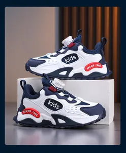 Atmungsaktive Mesh-Sneaker für Mädchen mit Drehverschluss und sportlichem blau-weißem Design