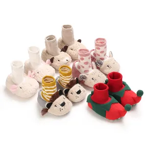 Collection of cute cartoon animal soft-sole warm baby booties for newborn boys and girls