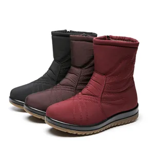 Women's winter warm fleece-lined snow boots with waterproof non-slip thick rubber soles