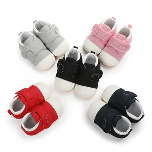 Detailed view of breathable baby walking shoes in five assorted vibrant colors