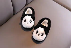 Chaussons peluche panda mignons pour tout-petits, chaussures hiver chaudes pour enfants