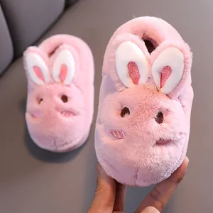 Chaussons lapin en peluche rose pour bébés, chaussures d'intérieur chaudes d'hiver