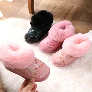 Warme Kinder-Schneestiefel mit wasserdichtem Obermaterial und flauschigem Kunstpelzkragen