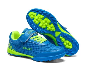 Breathable mesh children's turf soccer shoes with Velcro and anti-slip rubber sole