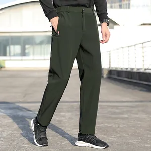 Men's dark green casual outdoor sports pants with elastic waist