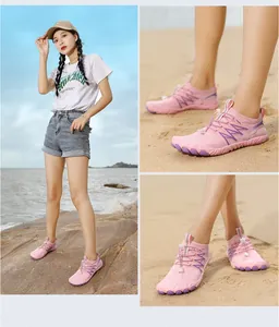 Zapatos de agua rosa transpirables para playa y actividades al aire libre con suela de goma