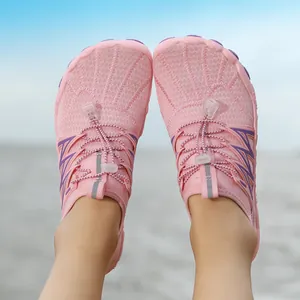 Pink breathable quick-dry water shoes for beach, swimming, and hiking with non-slip sole