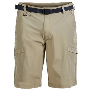 Durable men's khaki quick-dry cargo shorts with multi-pockets and adjustable belt.