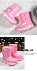 Stivali da neve rosa per bambine con interno in pelliccia, design alto e antiscivolo.