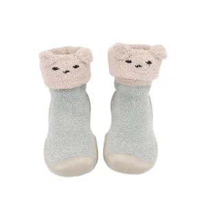 Cute baby cartoon bear sock shoes with soft non-slip soles for toddlers