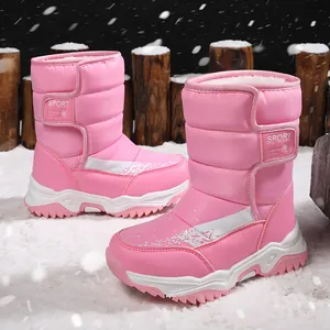 Stivali da neve rosa per bambini con fodera in pelliccia calda e suole spesse antiscivolo