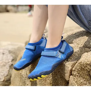 Detailed view of children's blue quick-dry wading shoes for outdoor beach activities