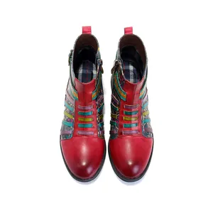 Bottines vintage style campagne américain ethniques imprimé coloré vue de dessus