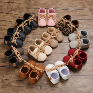 Infant Baby Soft Sole First Walkers Shoes 0-1 Year Old PU Leather Lace-up Non-slip Toddler Prewalker Moccasins