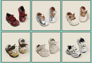 Colección de merceditas para bebés y zapatillas de suela blanda para niños pequeños.