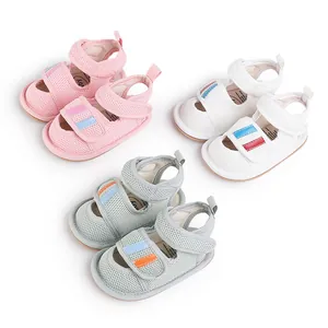 Breathable mesh baby walking shoes for infants aged 0-1 years in pink, white, and grey