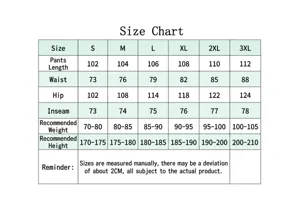 Comprehensive measurement guide and size chart for men's loose paisley harem cargo pants