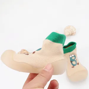 Comfortable breathable baby walker shoes with soft rubber sole and cute cartoon character