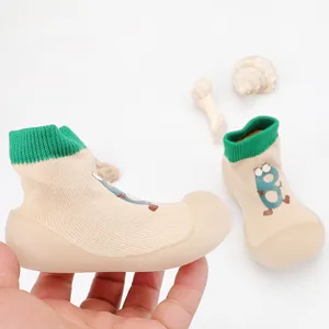 Close-up of soft-sole breathable baby walking shoe with cartoon number detail