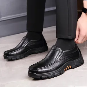Herren Business Casual Echtleder Schuhe Dicke Sohle Rutschfeste Verschleißfeste Arbeitsschuhe Sicherheit Slipper