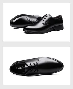 Klassische schwarze Business-Herrenschuhe aus Leder mit spitzer Form und Schnürung