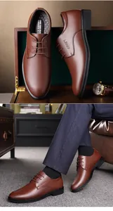 Klassische braune Derby-Schuhe aus Leder für Herren mit elegantem Anzug-Styling