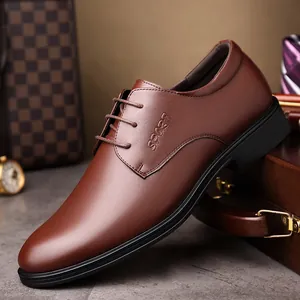 Herren Business Echtlederschuhe Britischer Stil Spitze Zehenpartie Schnürschuhe Derby Schuhe für Hochzeit Bräutigam
