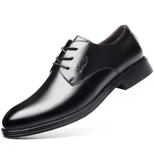 Elegante Herren-Business-Schuhe aus echtem Leder in klassischem schwarzem Spitz-Design