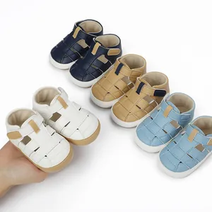 Breathable faux leather baby sandals in multiple colors for newborn walking detail