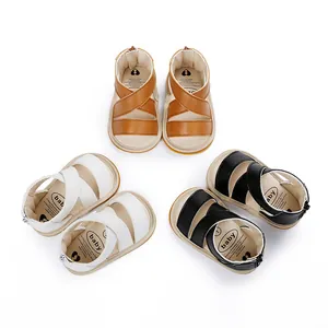 Sandales d'été pour bébé en plusieurs couleurs avec texture cuir et fermeture éclair