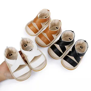 Sandales d'Été pour Bébé Garçon en PU Artificiel Semelle Souple Antidérapante Chaussures Premiers Pas Décontractées Respirantes