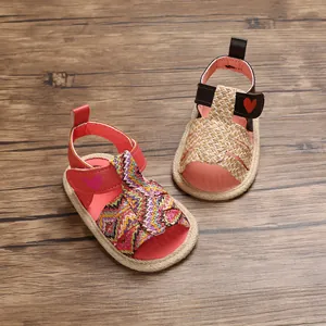 Detail of soft sole summer walker sandals for baby girls with cute heart patterns