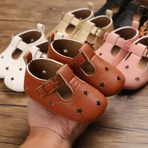 Detailed view of baby summer sandals with hollow star patterns in multiple colors