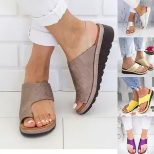 Sandalias de Cuña para Mujer con Lazo para el Dedo Cuero PU Color Sólido Estampado Leopardo Serpiente Cebra Chanclas de Playa Casual
