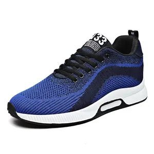 Men Flyknit Sports Shoes Breathable Mesh Hidden Height Increasing Casual Running Sneakers Wear Resistant Fashion Trainers For Men Footwear