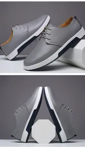 Detailansicht grauer Herren-Business-Freizeitschuhe mit weißer rutschfester Sohle