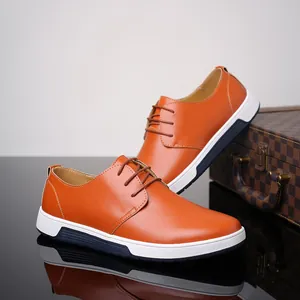 Klassische braune Leder Business Casual Oxfords Sneaker für Herren in Übergrößen