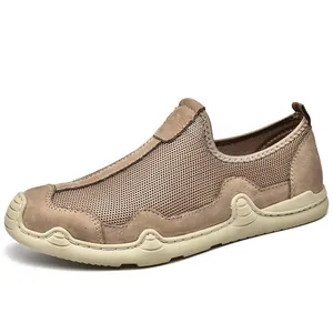 Chaussures Décontractées en Maille pour Hommes Été Ultralégères Respirantes Mocassins Sans Lacets Tendance Ajourées Légères