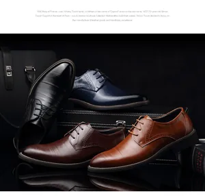 Multiple color variants of elegant men's business casual leather lace-up shoes