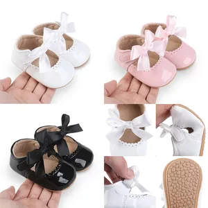 Säugling Baby Mädchen Prinzessin Schuhe Schleife Lackleder Weiche Sohle Rutschfeste Lauflernschuhe Mary Janes Party Schuhe