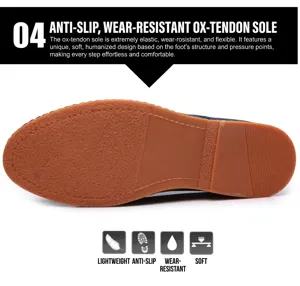 Close-up detail of durable anti-slip gum rubber sole for men's casual dress shoes