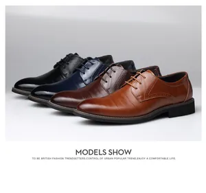 Selection of classic men's business casual leather shoes in four stylish colors