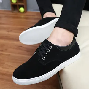 Men's Suede Casual Board Shoes Lace Up Breathable Fashion Large Size Sneakers Anti Slip Cowhide Flat Shoes