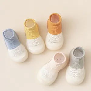 Breathable mesh knit baby walker shoes with soft soles in colorful assortment