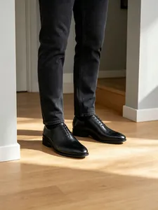 Zapatos Oxford profesionales de cuero negro para hombres para ocasiones de negocios