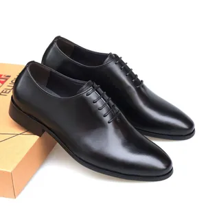 Zapatos Oxford de Cuero de Vaca para Hombre Negocios Formales con Cordones Hechos a Mano Estilo Británico Punta Negra Zapatos