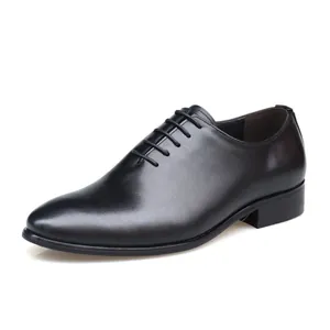 Zapatos Oxford clásicos para hombre en cuero genuino negro con punta puntiaguda