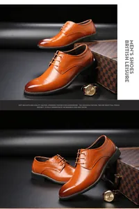 Vue rapprochée de chaussures en cuir marron élégantes pour hommes au style British