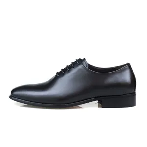 Zapatos Oxford clásicos de cuero negro para hombre con punta fina para vestir formal