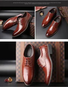 Vue détaillée de chaussures de ville en cuir marron avec broguing